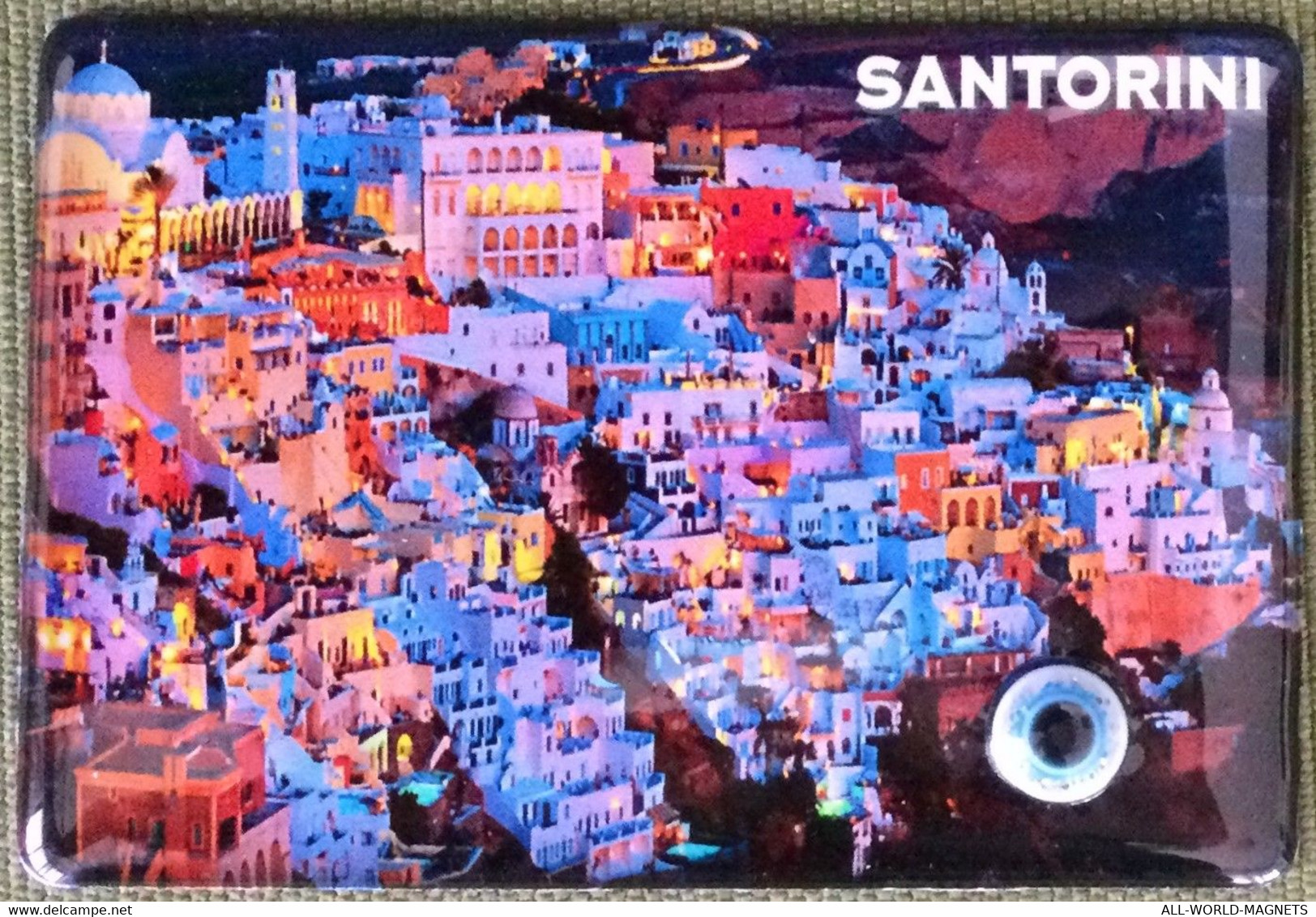 Night Thera Santorini Island Greece Fridge Magnet Souvenir - Tourism