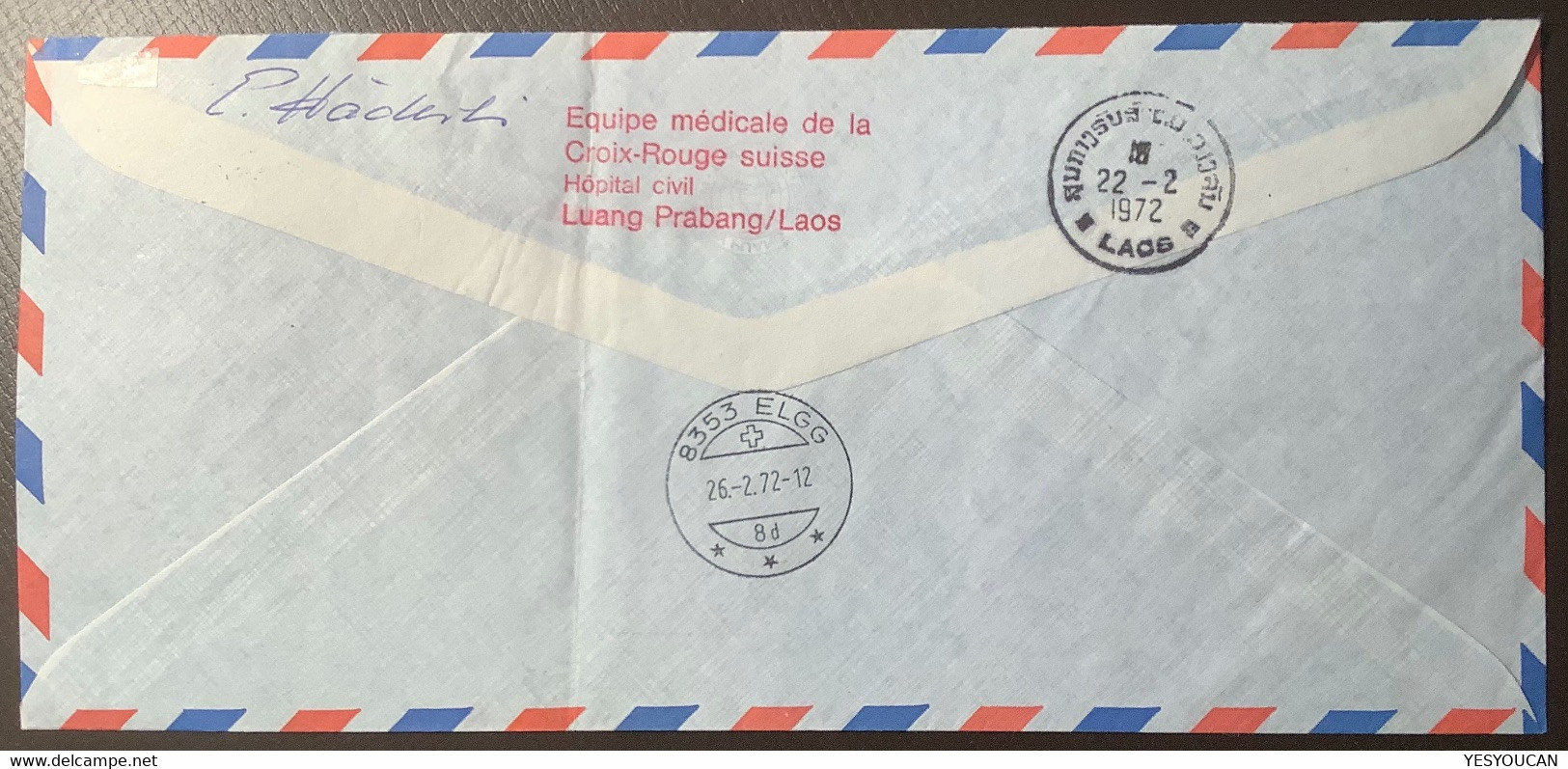 CROIX ROUGE SUISSE LUANG PRABANG LAOS 1972 Lettre > ELLG (cover Rotary Pig Wild Boar Animals Mammifère Philatelie - Laos