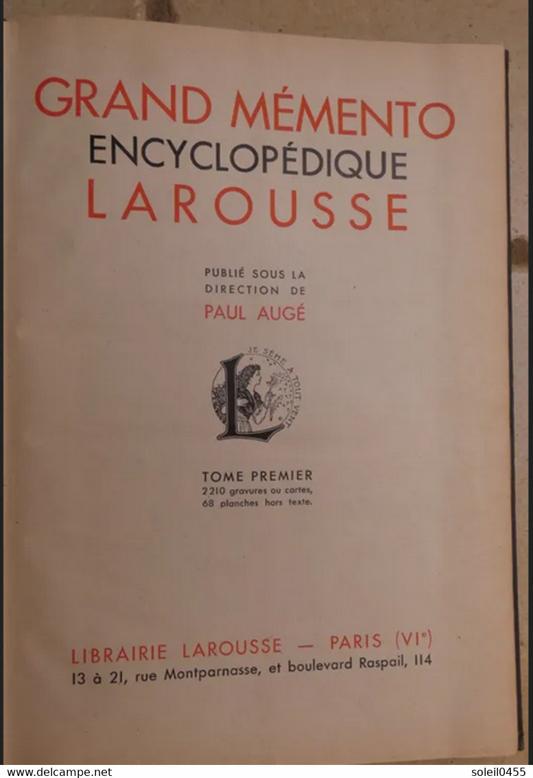 Grand Mémento Encyclopédique Larousse (spécimen) 1936 - Encyclopédies