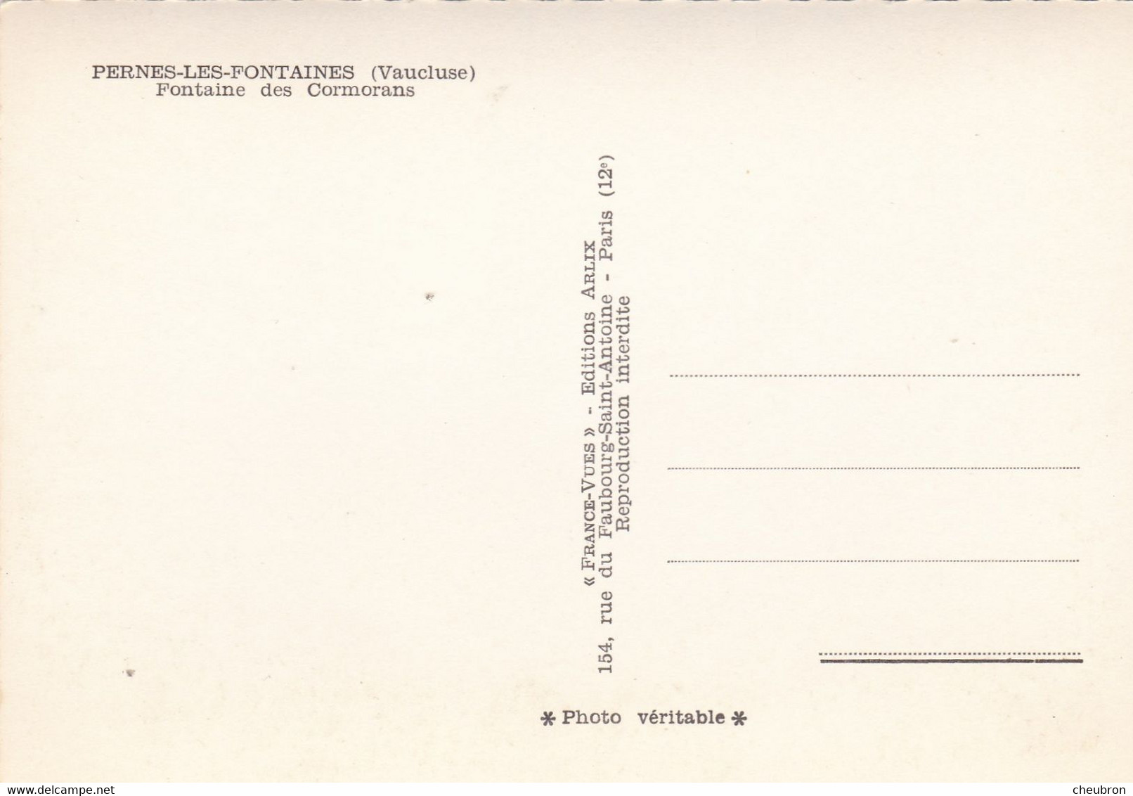 84. PERNES LES FONTAINES. CPA. RARETE.  FONTAINE DES CORMORANS. ANNÉES 50 - Pernes Les Fontaines