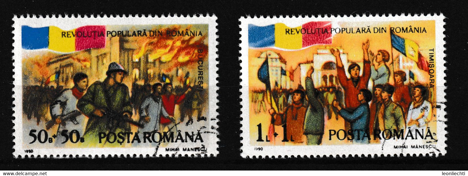 1990 Rumänien.  Mi: 4613°+ 4614° 1. Jahrestag Der Revolution - Autres & Non Classés