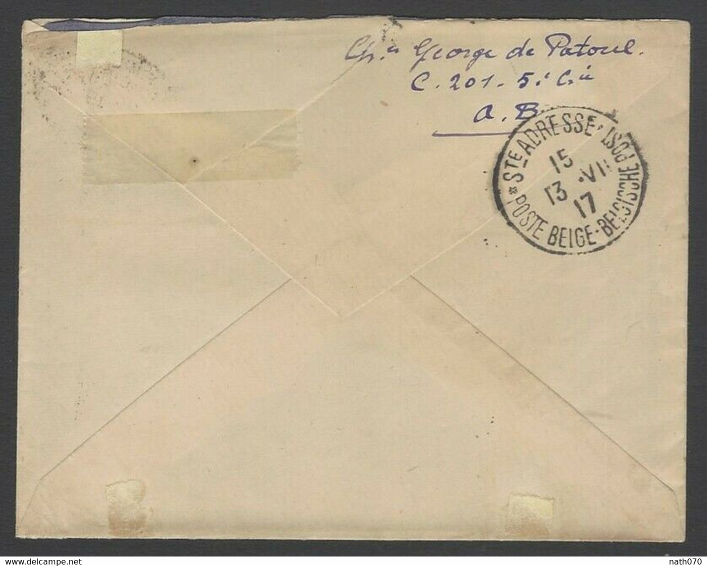 1917 Courrier SM à Attaché Ministre Industrie Et Travail Belgique à St Adresse Cover Ww1 Wk1 Cachet Armée Belge FM - Armada Belga