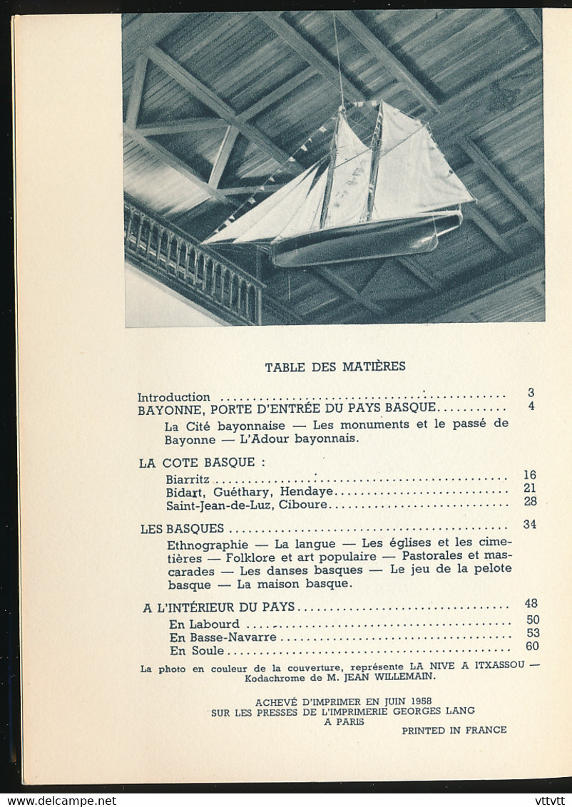 LE PAYS BASQUE (La France Illustrée) Editions Alpina (1958) Par René Cuzacq, Bayonne, Bidart, Guéthary, Ciboure... - Baskenland