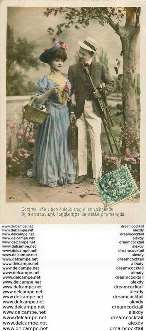WW Lot 5 Cpa " COUPLE " Avec Peintre Du Dimanche 1907 Destinées à Melle Vedrine Pour Clermont-Ferrand - Couples