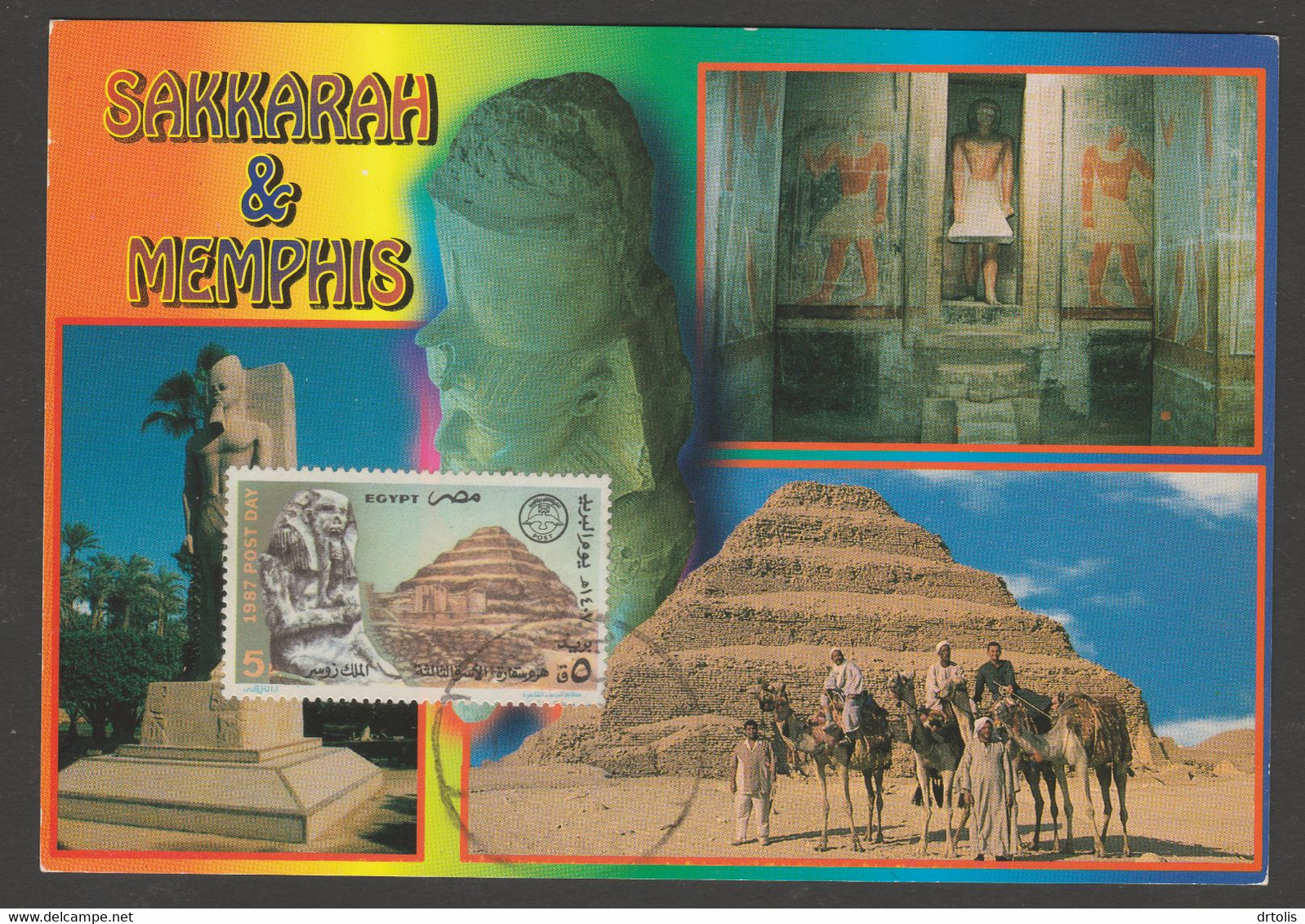 EGYPT / 1987 / MAXI CARD / POST DAY / STATUE OF KING ZOSER & STEP PYRAMID ; SAKKARA / ARCHEOLOGY - Brieven En Documenten