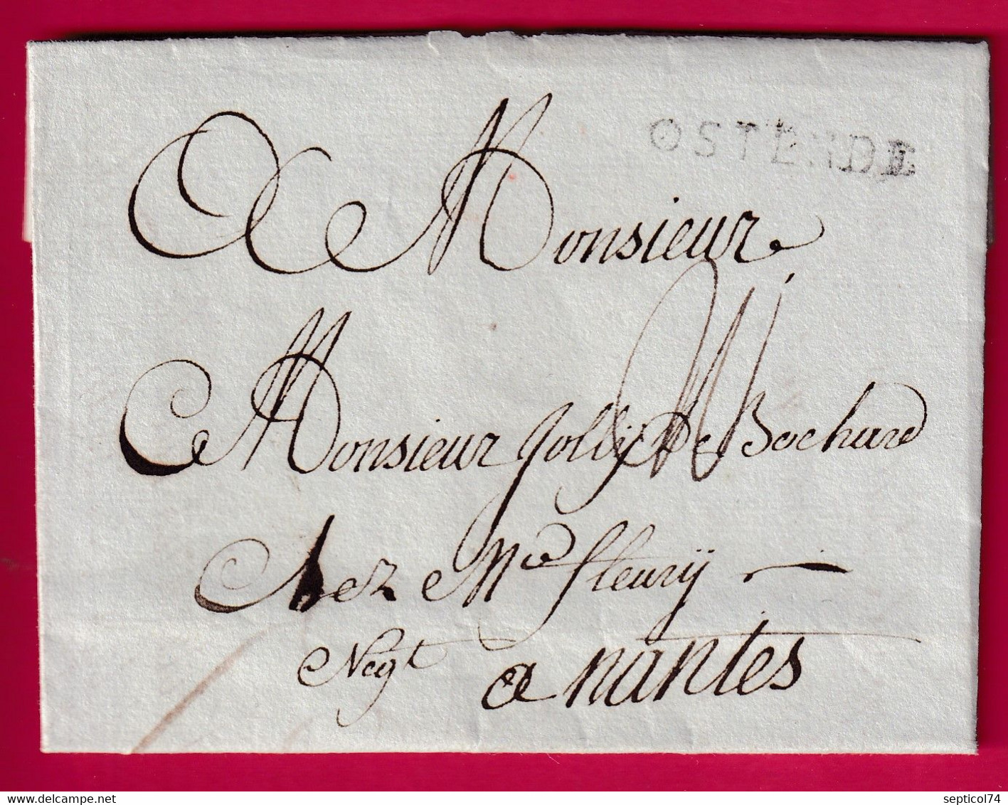 MARQUE OSTENDE BELGIQUE 1777 POUR NANTES LOIRE INFERIEURE LETTRE COVER FRANCE - 1714-1794 (Paises Bajos Austriacos)