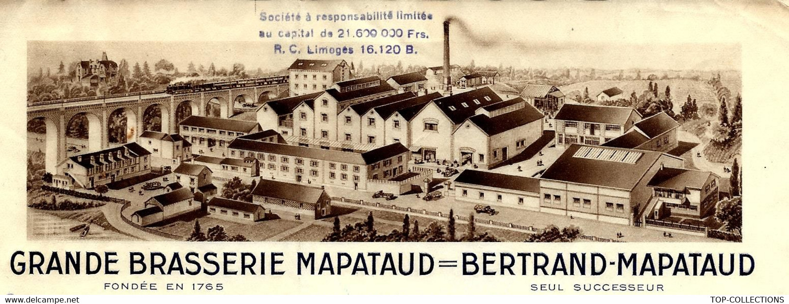 1950 GRANDE BRASSERIE MAPATAUD BERTRAND MAPATAUD Limoges Pour Bailly à Limoges  V.SCANS+HISTORIQUE - 1950 - ...