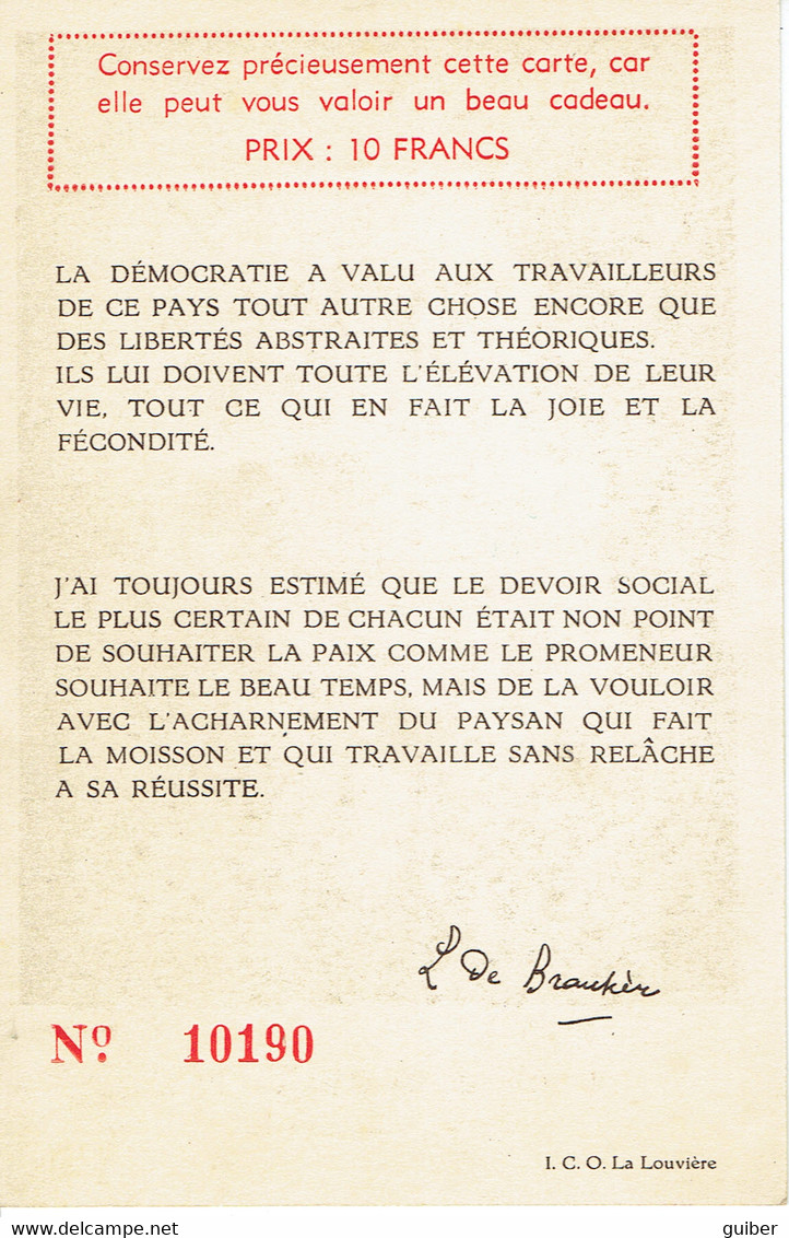 Louis De Brouckere Voir Verso Carte Numerotée - Personnages