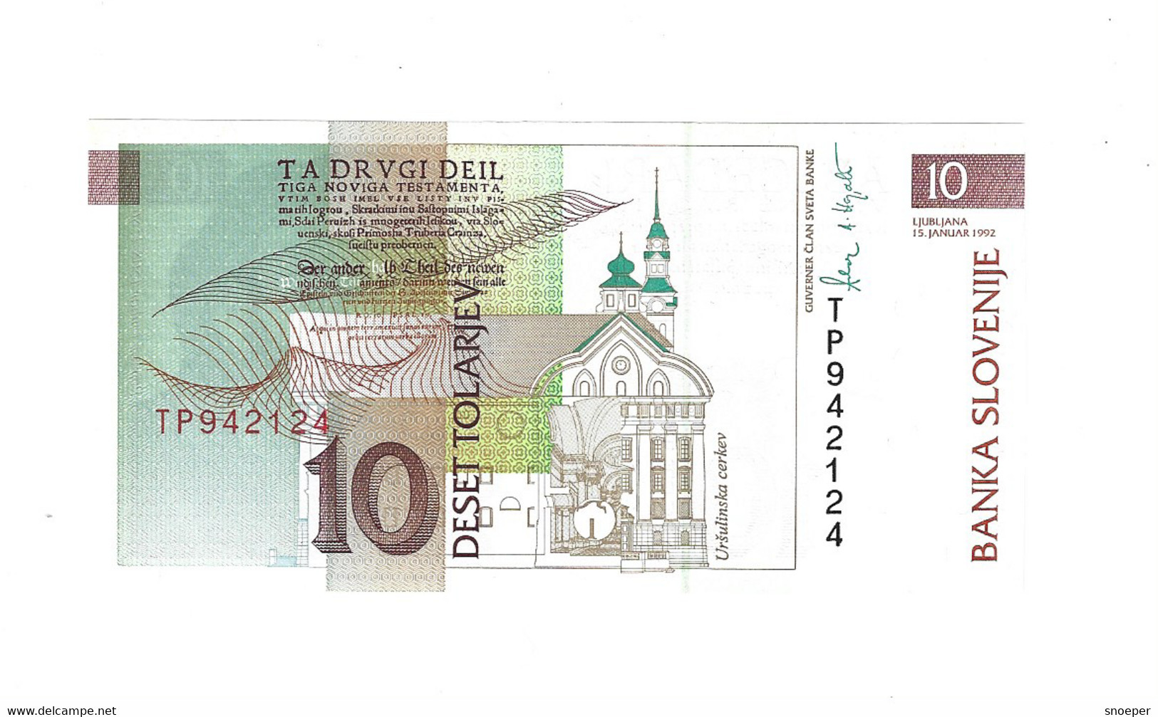 Slovenia 10 Tolarjev 1992  11  Unc - Eslovenia