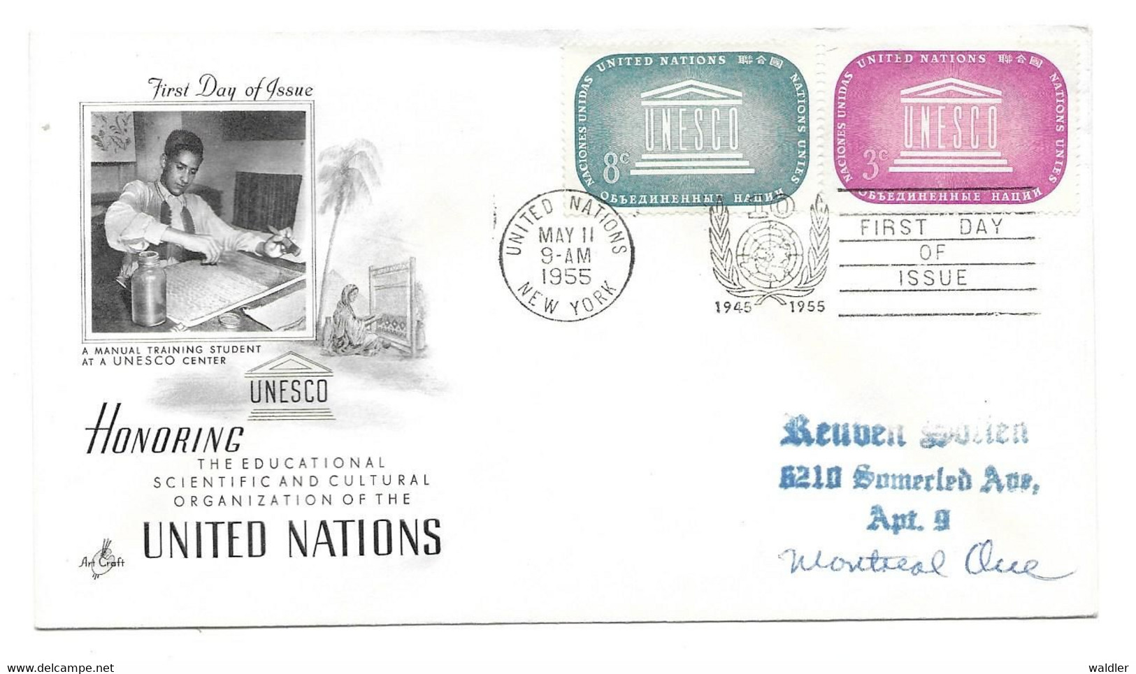 UNITED NATIONS -- FDC NEW YORK  1955 - Briefe U. Dokumente