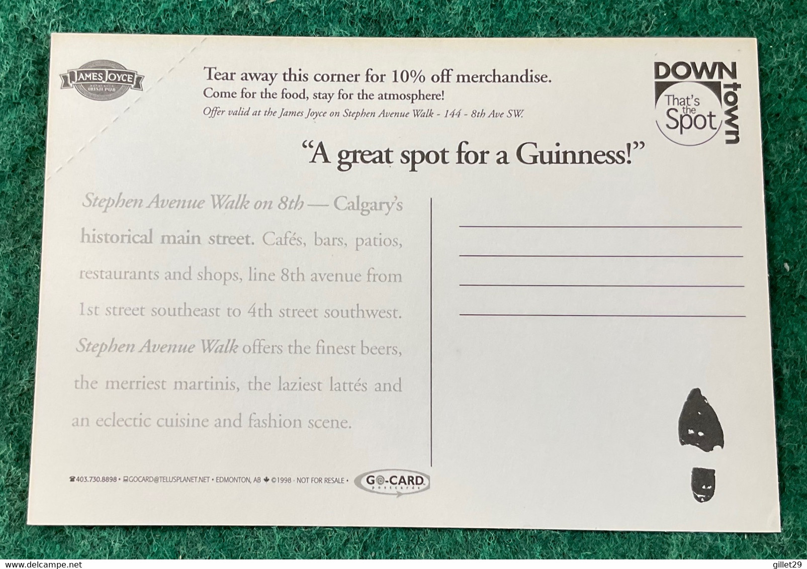 CALGARY, ALBERTA - STEPHEN AVENUE, WALK ON 8 Th - A GREAT SPOT FOE A GUINNESS -  Go Card 1998 - - Calgary