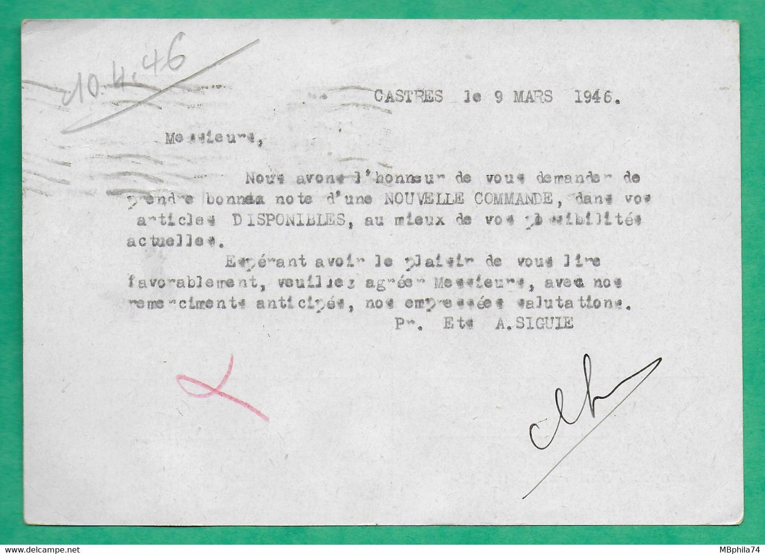 ENTIER REPIQUE CERES MAZELIN 1F50 LILAS + N°671 + N°687 CHAINES DULAC OBLITERATION MECANIQUE CASTRES POUR BEAUNE 1946 - 1945-47 Ceres Of Mazelin