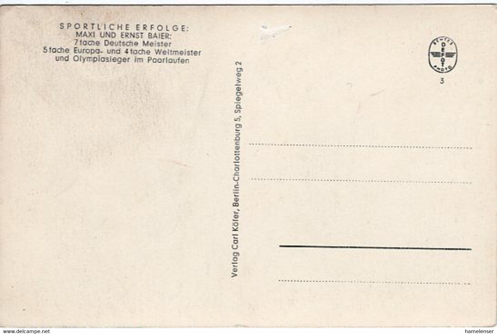 52623 - Deutsches Reich - 1936 - AnsKte Eisballett Mit Maxi & Ernst Baier, Olympiasieger Im Paarlauf, Ungebraucht - Olympic Games