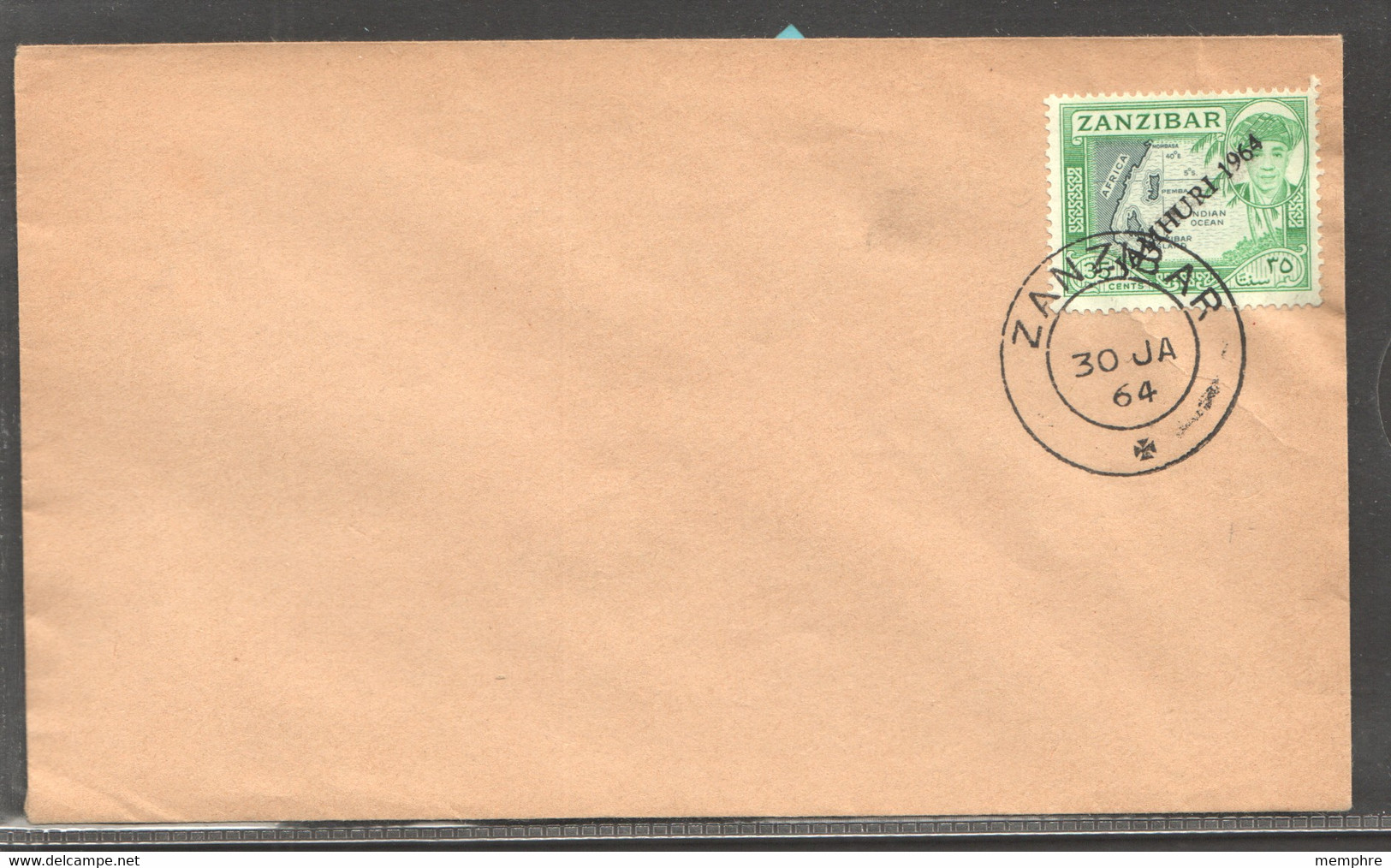 1964  Unaddressed Cover  SG 400 «JAMHURI 1964» Overprint - Zanzibar (...-1963)