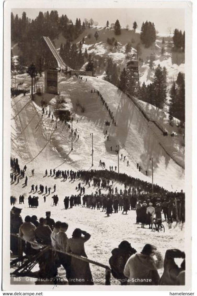 52655 - Deutsches Reich - 1938 - 6Pfg Hindenburg EF A AnsKte GARMISCH-... - ... OLYMPISCHE WINTERSPIELE -> Wittingen - Invierno 1936: Garmisch-Partenkirchen