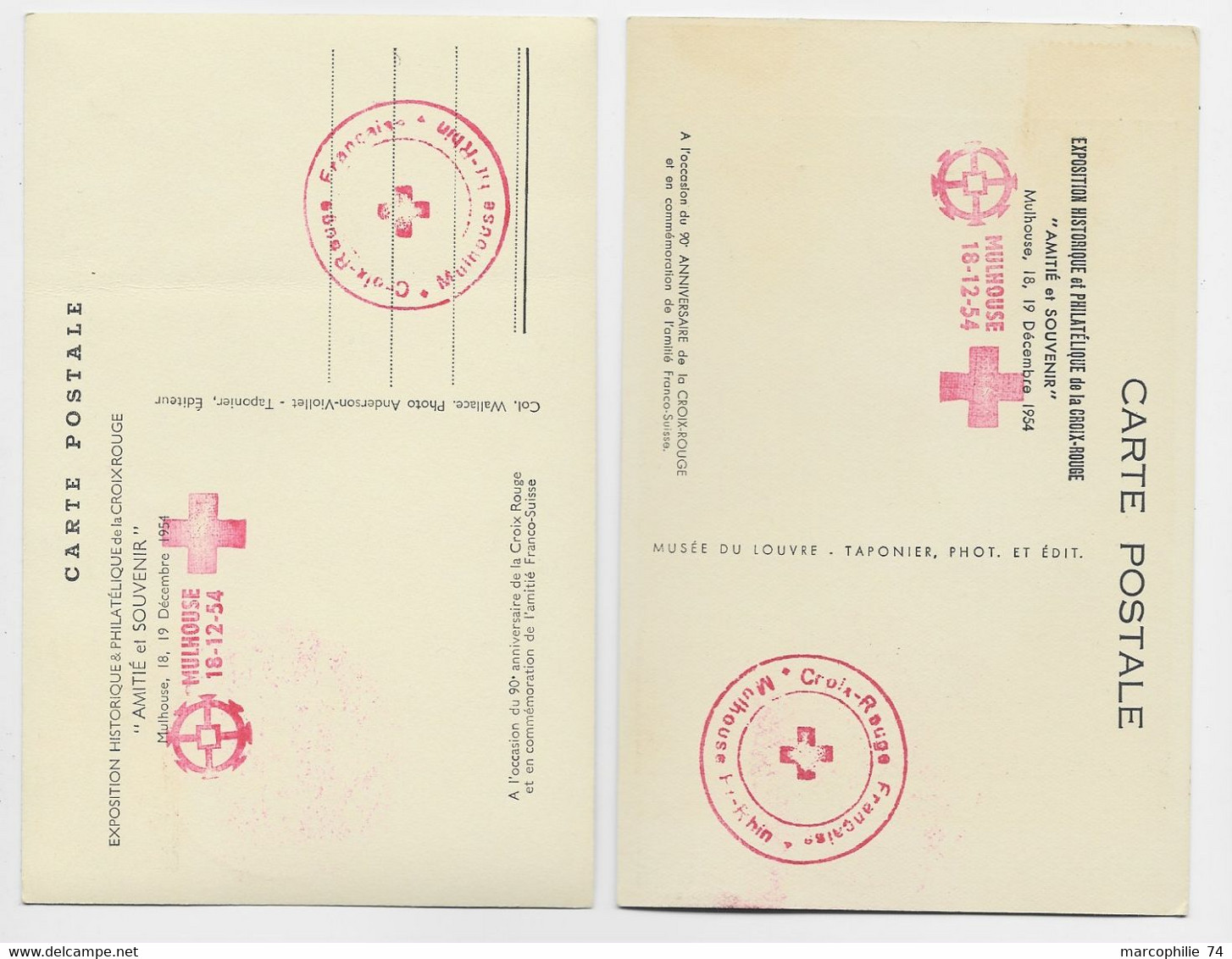 CROIX ROUGE 12F+ 15FR  CARTE MAXIMUM MULHOUSE 18 DEC 1954 PREMIER JOUR - Rode Kruis