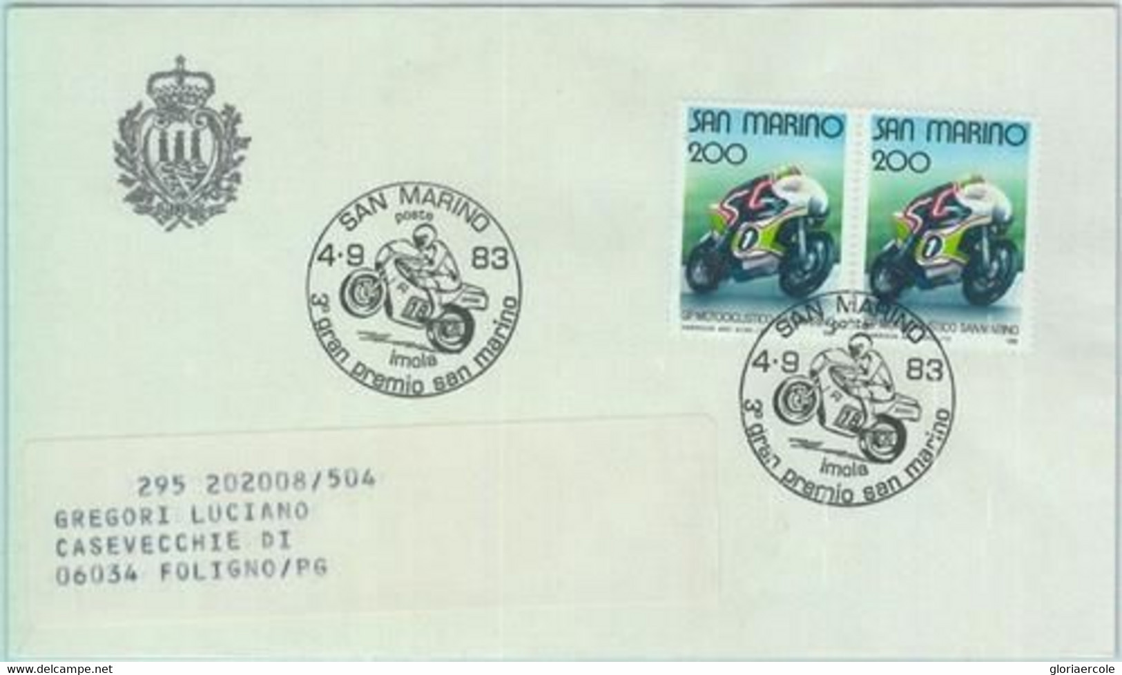 89923  - SAN MARINO - Postal History - SPECIAL POSTMARK 1983  Motorcycling MOTO - Altri & Non Classificati