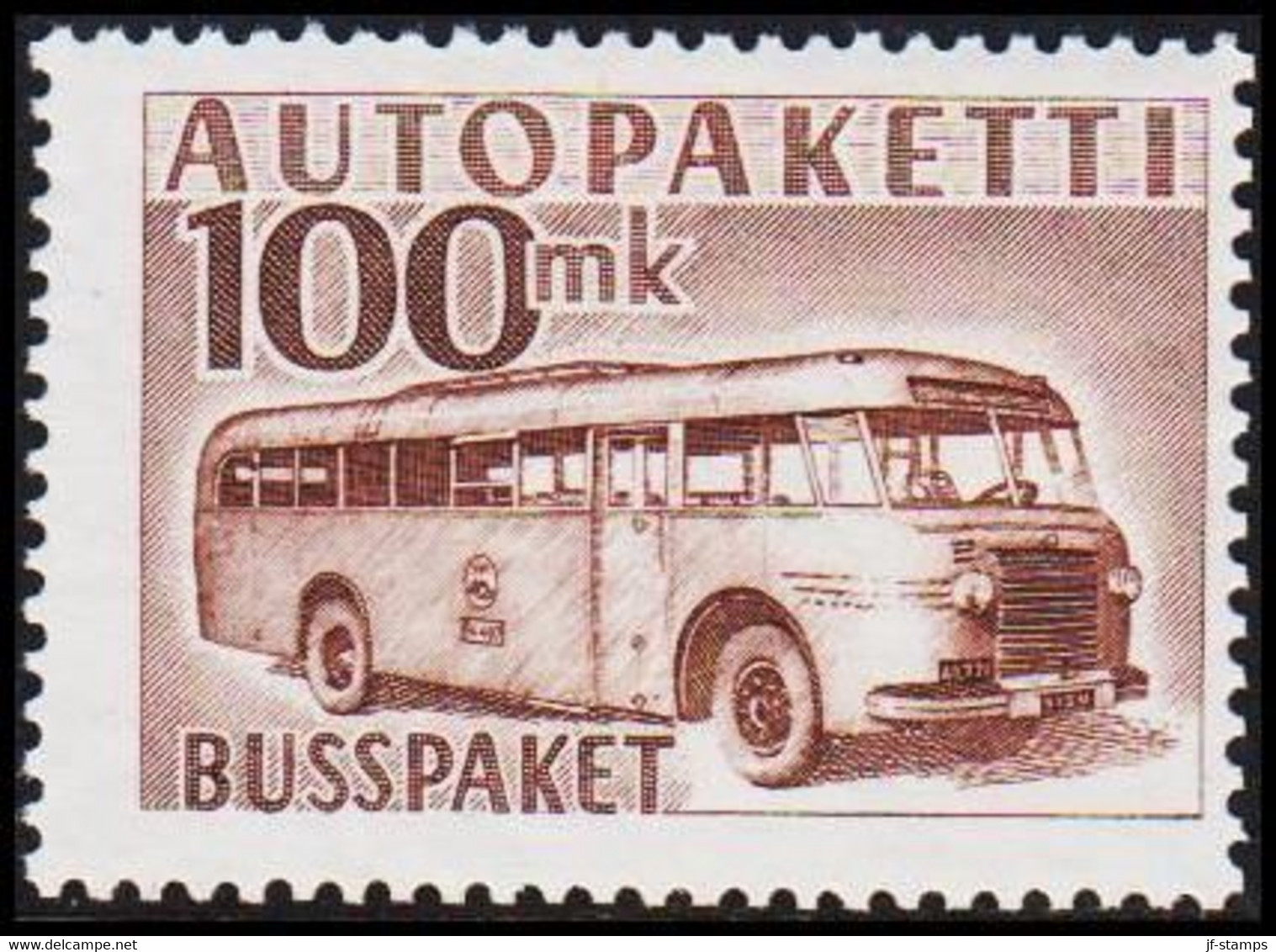 1952-1958. FINLAND. Bus. 100 Mk. Brown. Never Hinged.  (Michel 9) - JF522233 - Colis Par Autobus