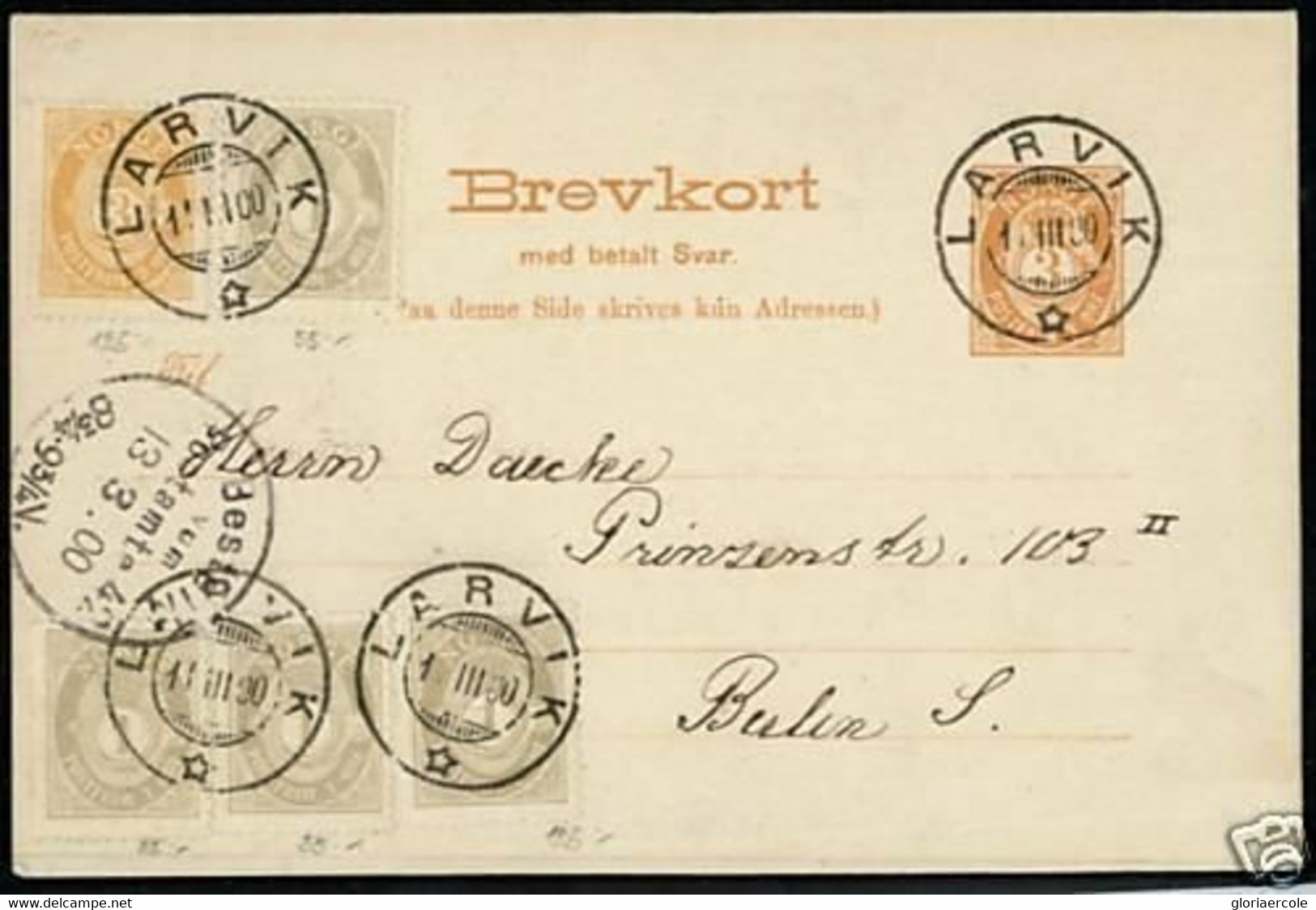 A1531 - NORWAY - Postal History - STATIONERY CARD Mi # P45 To BERLIN 1900 - Sonstige & Ohne Zuordnung