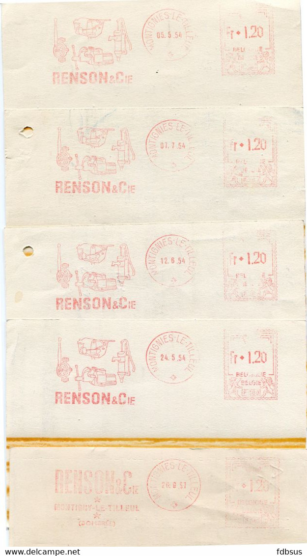 1954/57 5 Kaarten Ets RENSON & Cie S.A. Montigny Le Tilleul Gare Bomerée Naar St Nicolas - Ref 105 - ...-1959