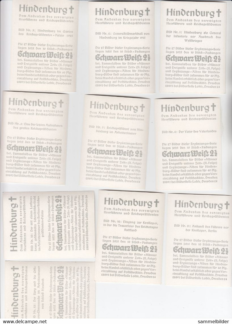 Greiling Hindenburg Ergänzungssatz Komplett Set 27 Bilder Von 1933 - Sammlungen & Sammellose