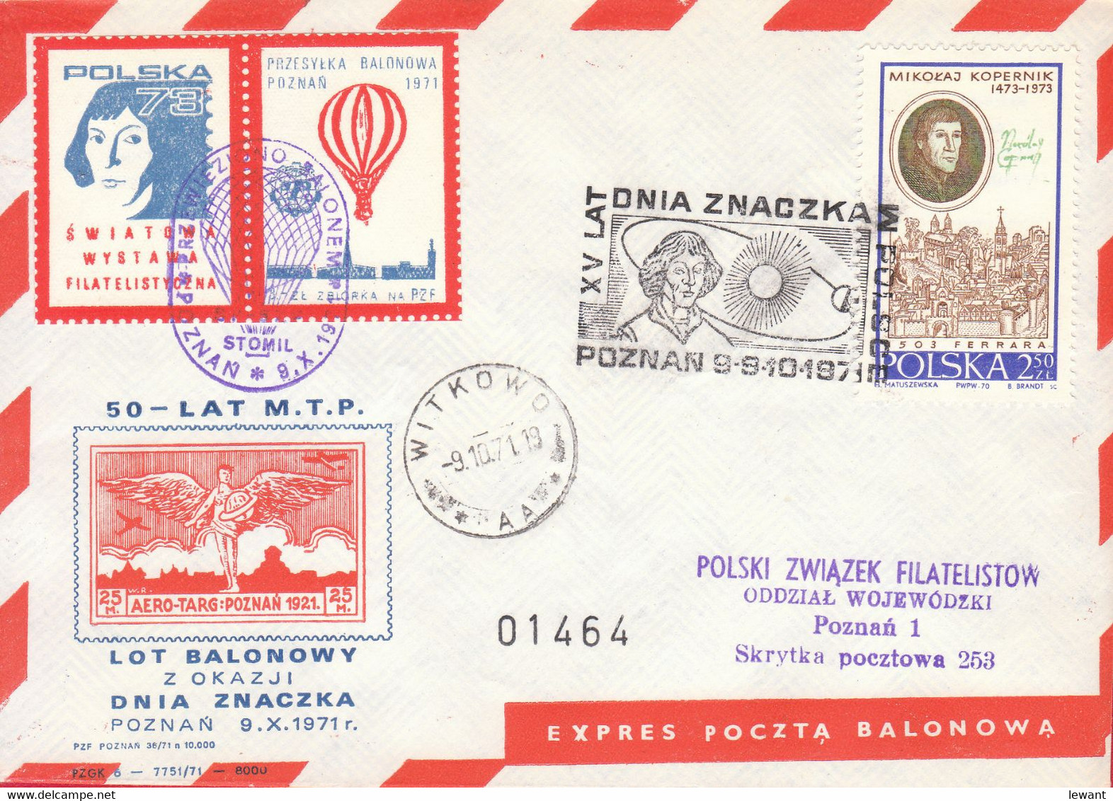 1971 Balloon Mail - Transported In A Balloon BZG STOMIL (Copernicus) 01464 - POWR - Ballonnen