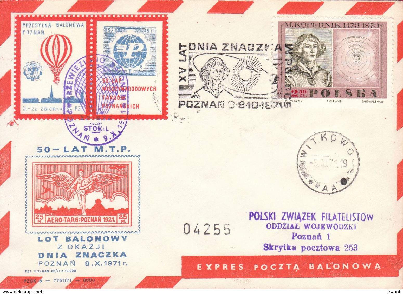 1971 Balloon Mail - Transported In A Balloon BZG STOMIL (Copernicus) 04255 - POWR - Balloons