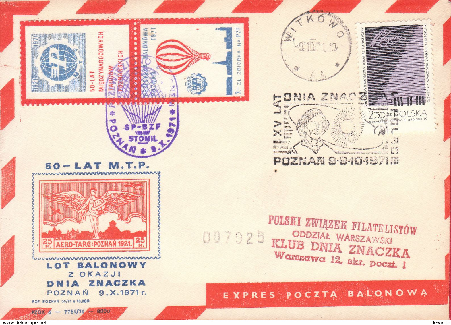 1971 Balloon Mail - Transported In A Balloon BZG STOMIL (Copernicus) 007928 - POWR - Ballonpost