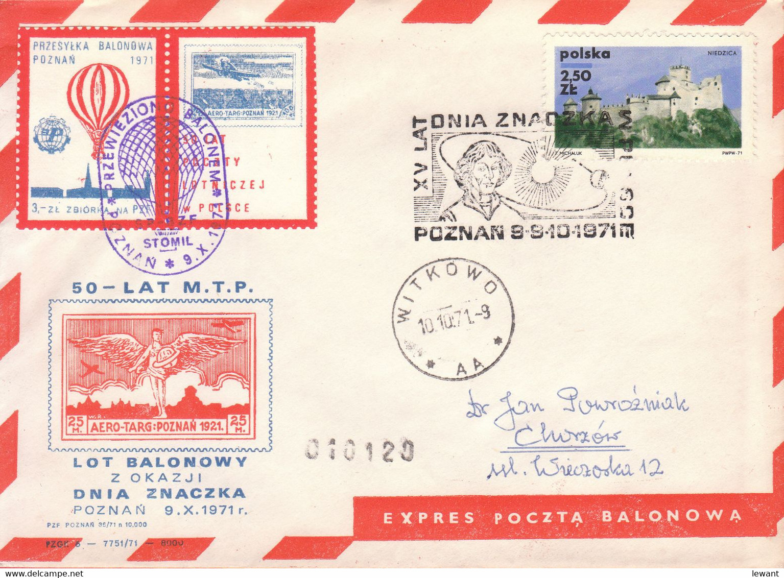 1971 Balloon Mail - Transported In A Balloon BZG STOMIL (Copernicus) 010120 - POWR - Palloni