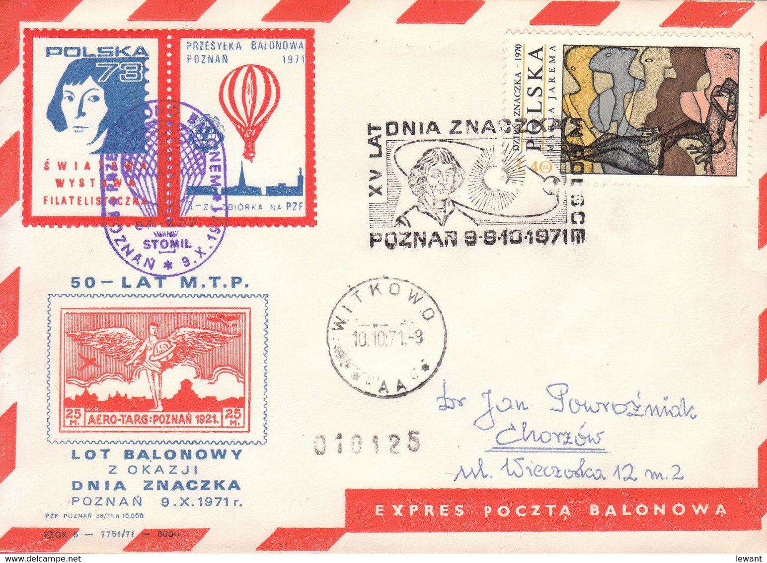 1971 Balloon Mail - Transported In A Balloon BZG STOMIL (Copernicus) 010125 - POWR - Balloons