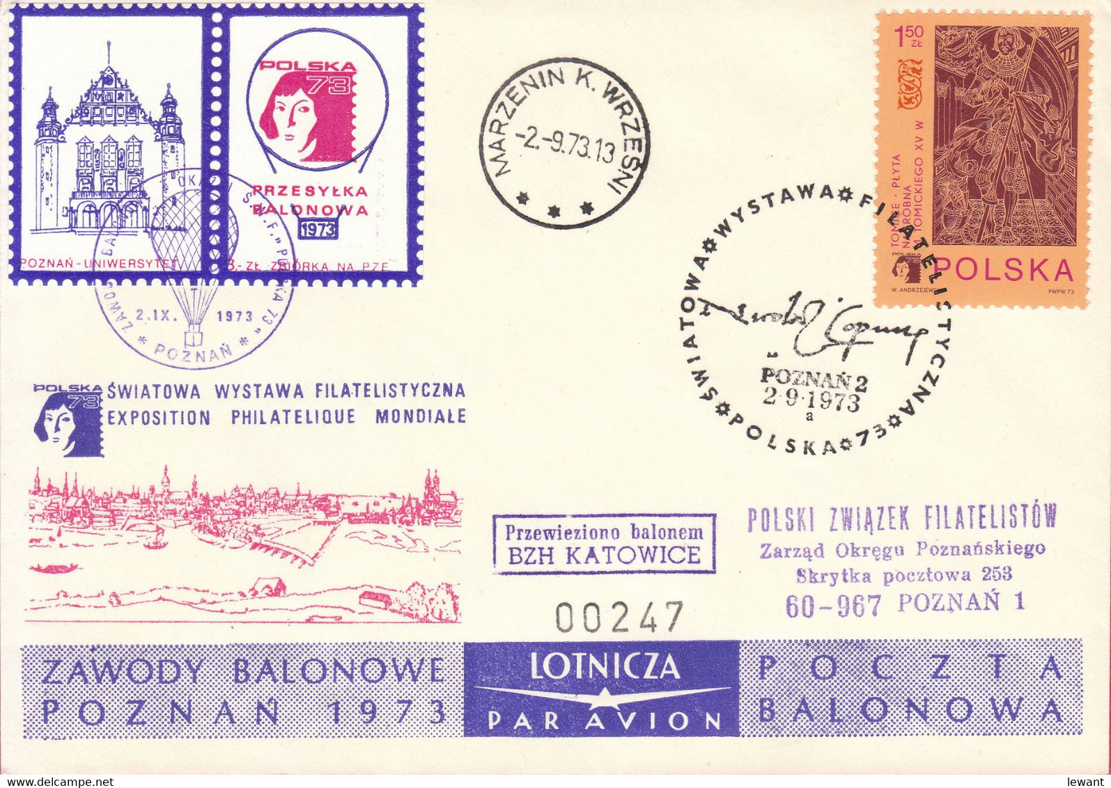 1973 Balloon Mail - Transported In A Balloon BZG KATOWICE (Copernicus) 00247 - POWR - Ballonpost