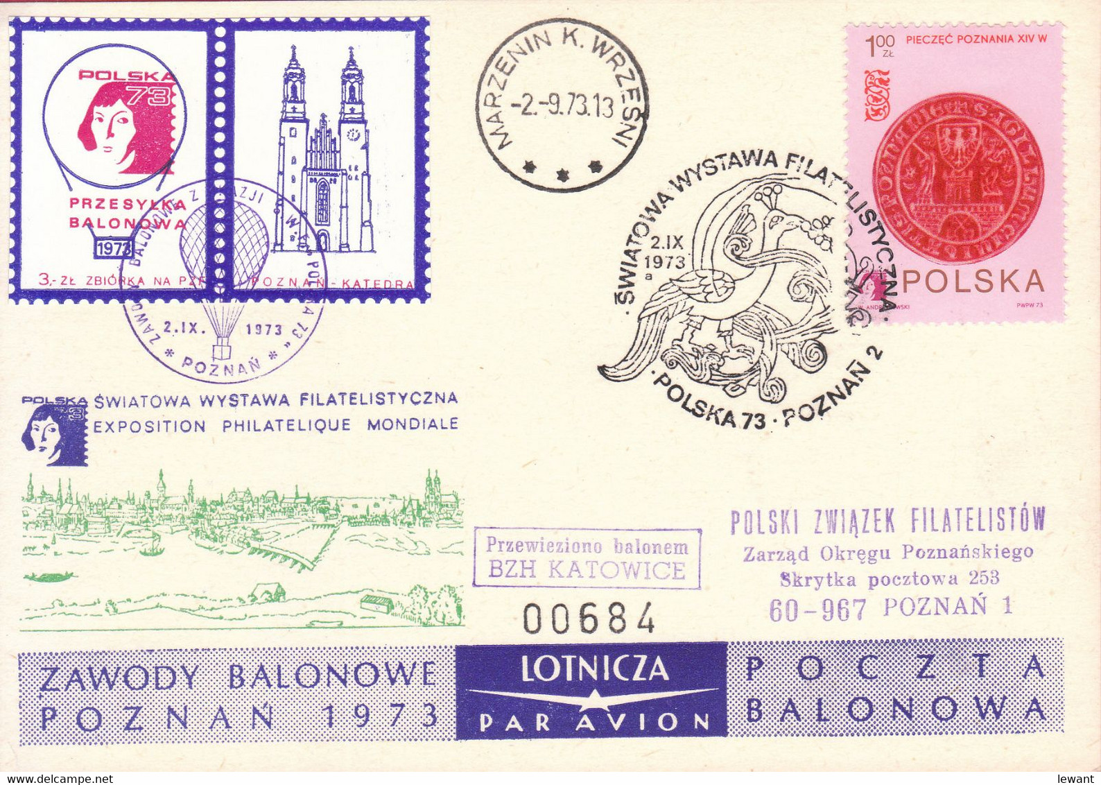 1973 Balloon Mail - Transported In A Balloon BZG KATOWICE (Copernicus) 00684 - POWR - Ballonpost