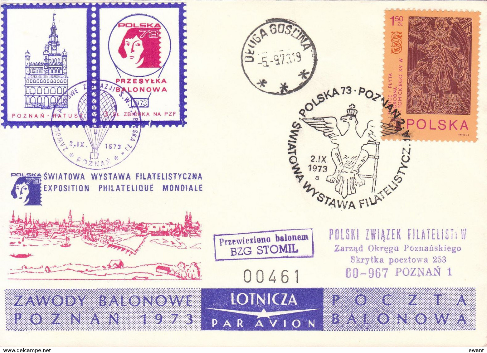 1973 Balloon Mail - Transported In A Balloon BZG STOMIL (Copernicus) 00461 - POWR - Palloni