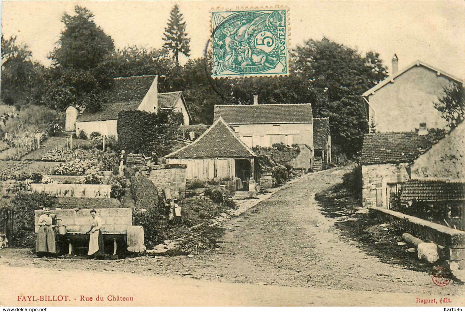 Fayl Billot * 1905 * Rue Du Château * Villageois Lavoir Fontaine - Fayl-Billot