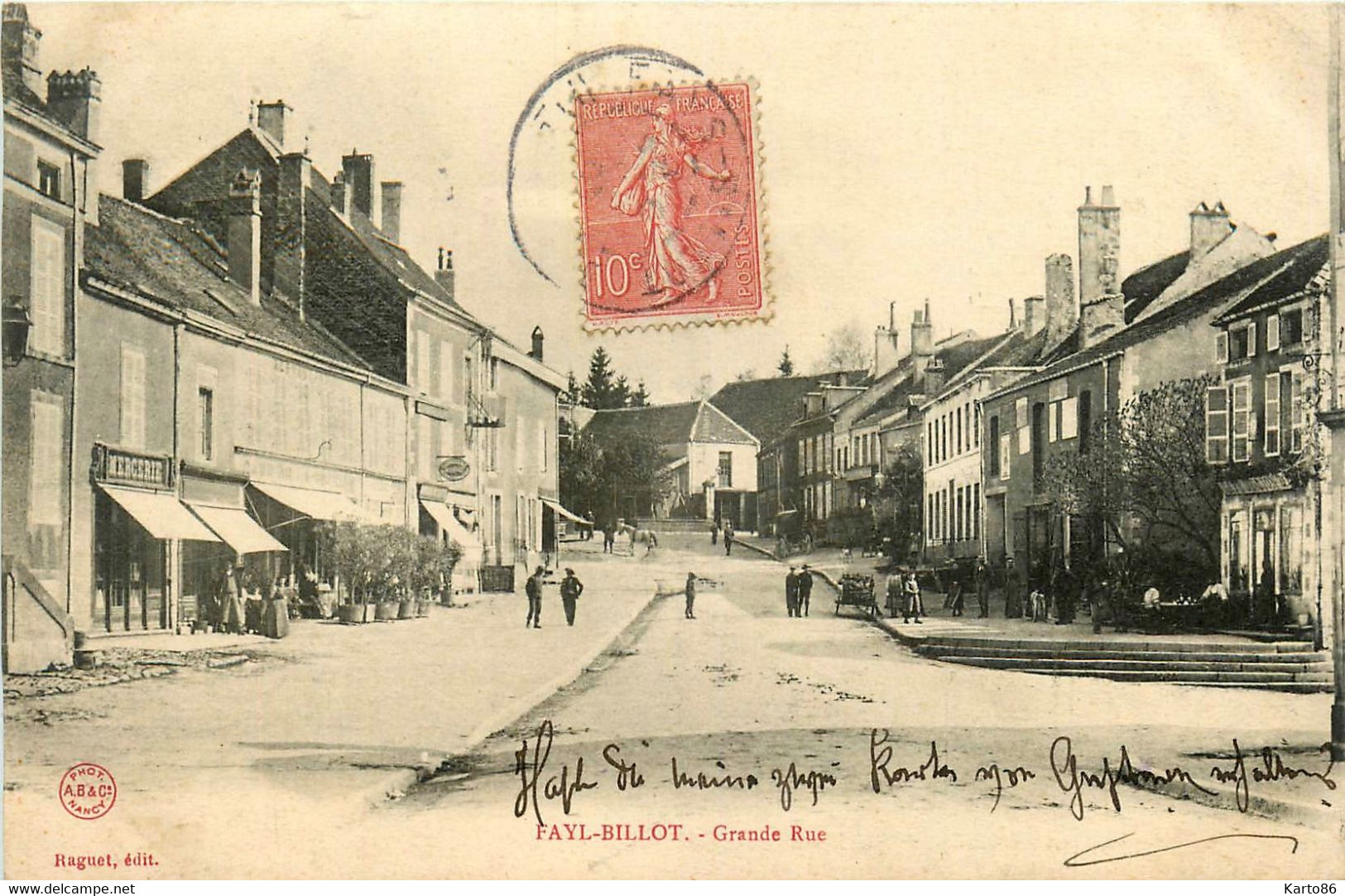 Fayl Billot * 1905 * Grande Rue * Mercerie * Villageois - Fayl-Billot