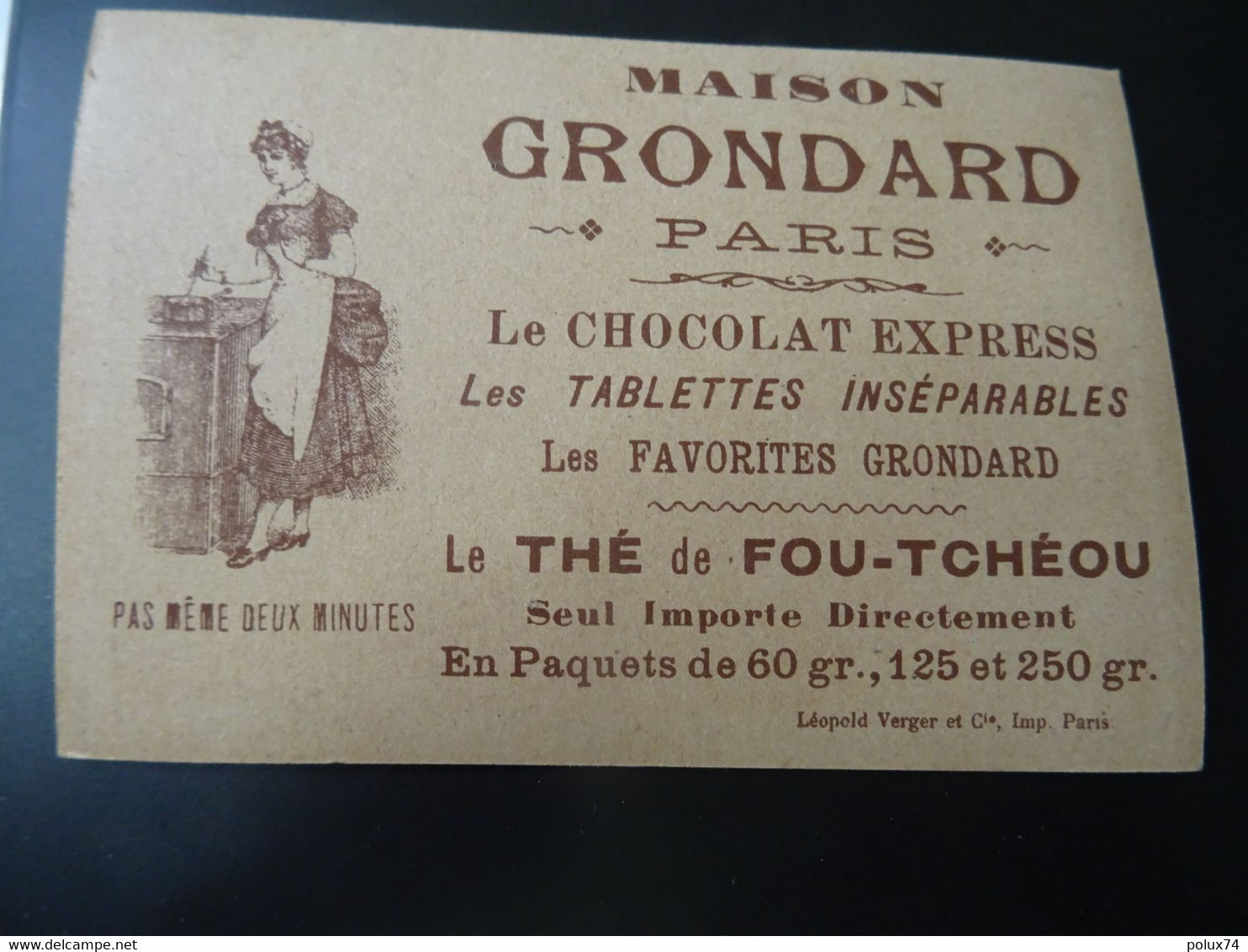 Images CHOCOLAT GRONDAR  PARIS - Chocolat