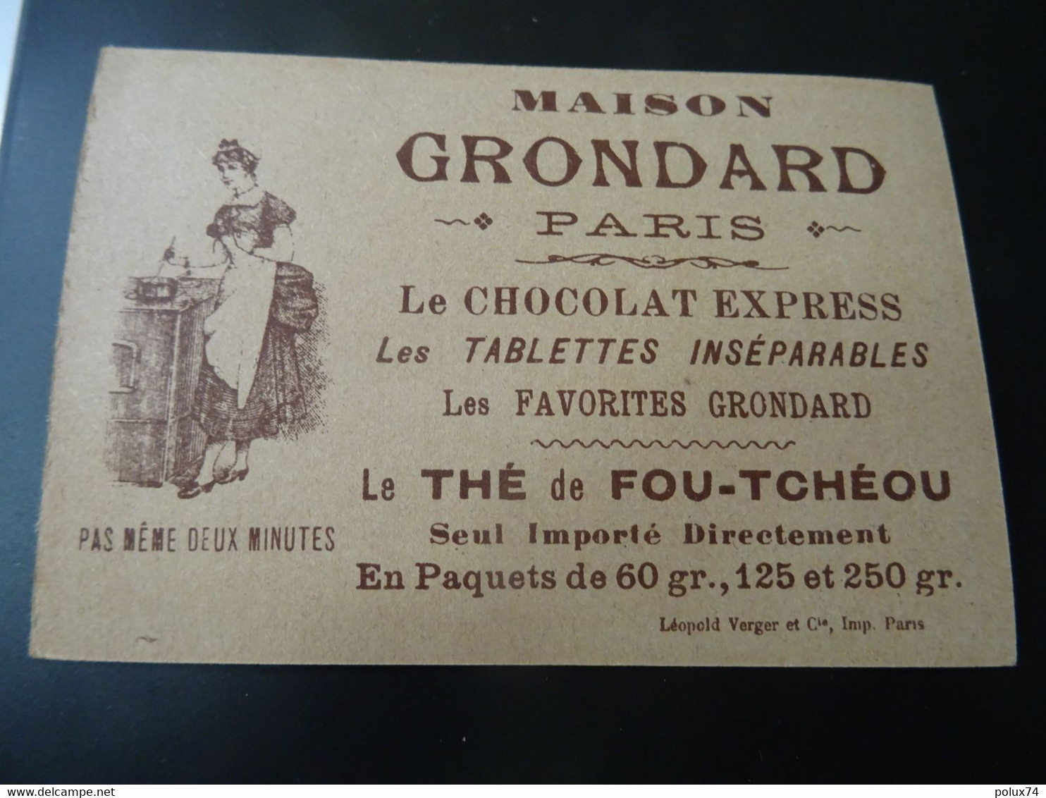 Images CHOCOLAT  MAISON  GRONDAR  PARIS - Chocolat