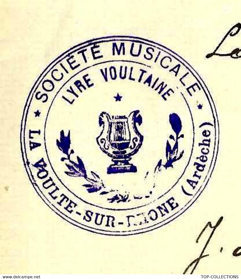 1912 LA LYRE VOULTRAINE LETTRE INVITATION à Mr Le Maire Par Société Musicale La Voulte Dur Rhône (Ardèche) Sign. V SCANS - Reclame