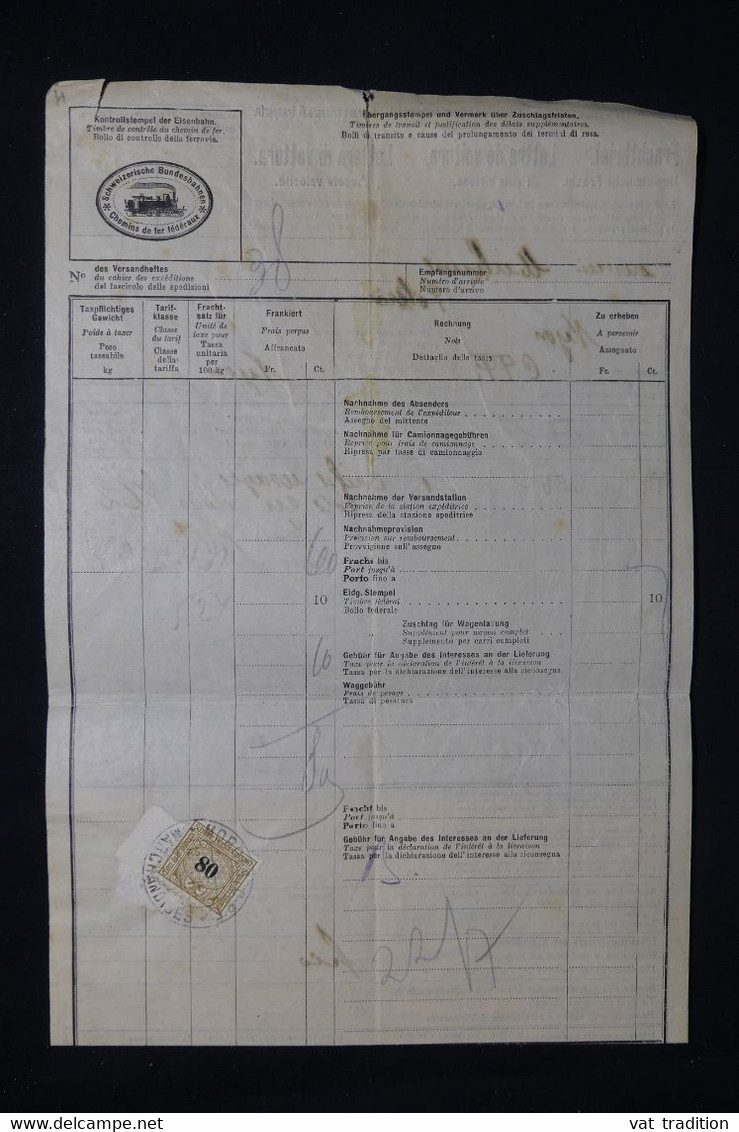 SUISSE - Document Des Chemins De Fer Fédéraux En 1927 - L 125553 - Ferrovie