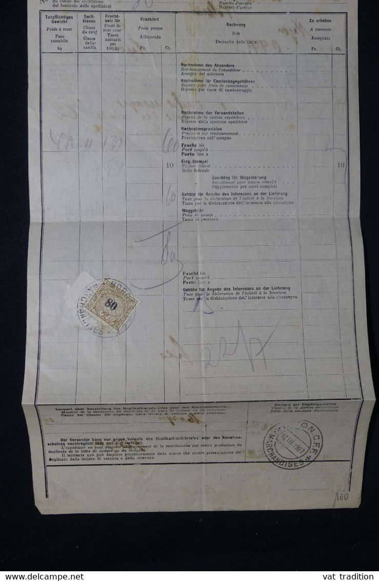 SUISSE - Document Des Chemins De Fer Fédéraux En 1927 - L 125553 - Ferrovie