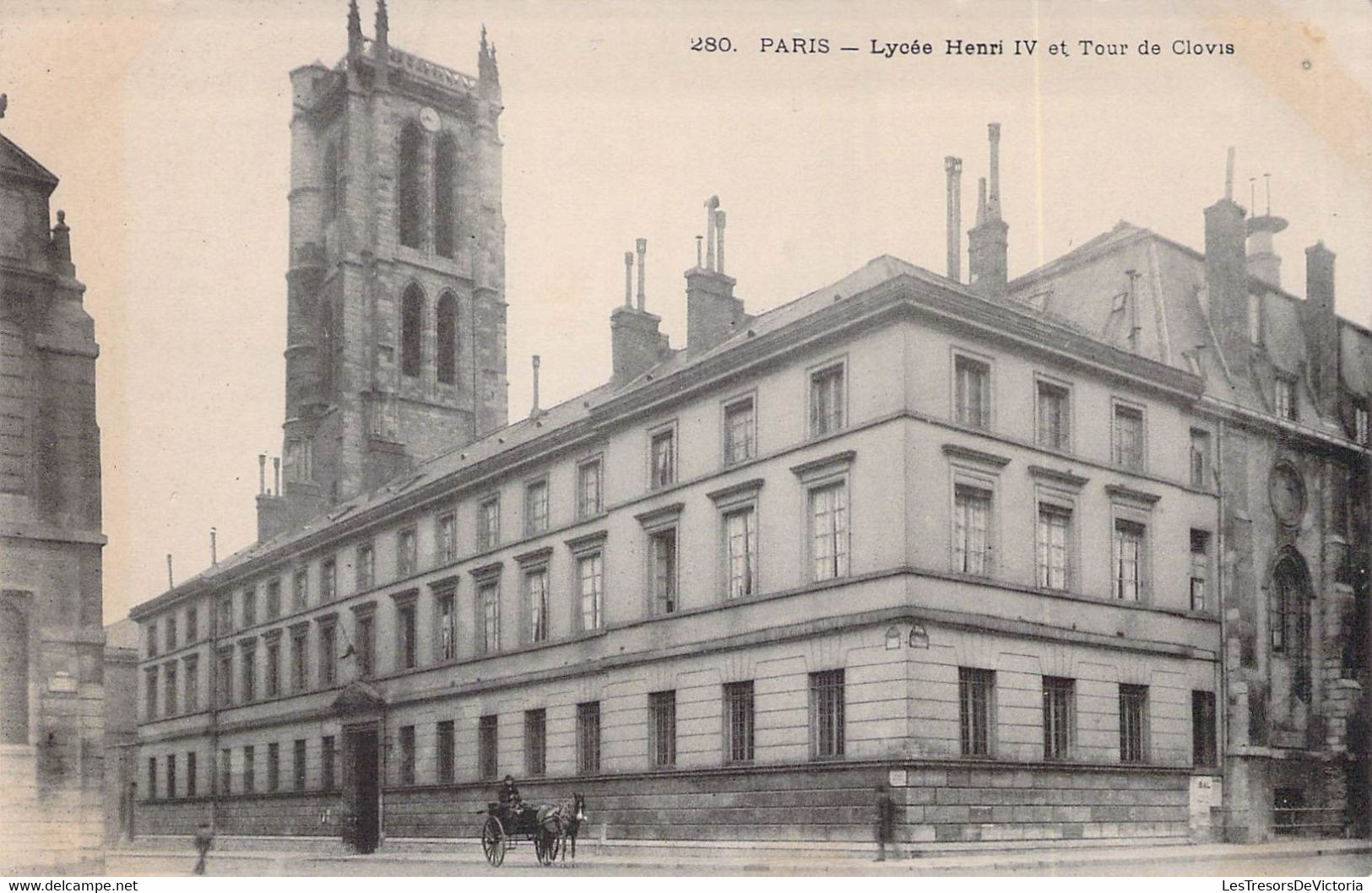 CPA - 75 - Lycée Henri IV Et Tour De Clovis - Calèche - Cheval - Dos Non Divisé - Enseignement, Ecoles Et Universités