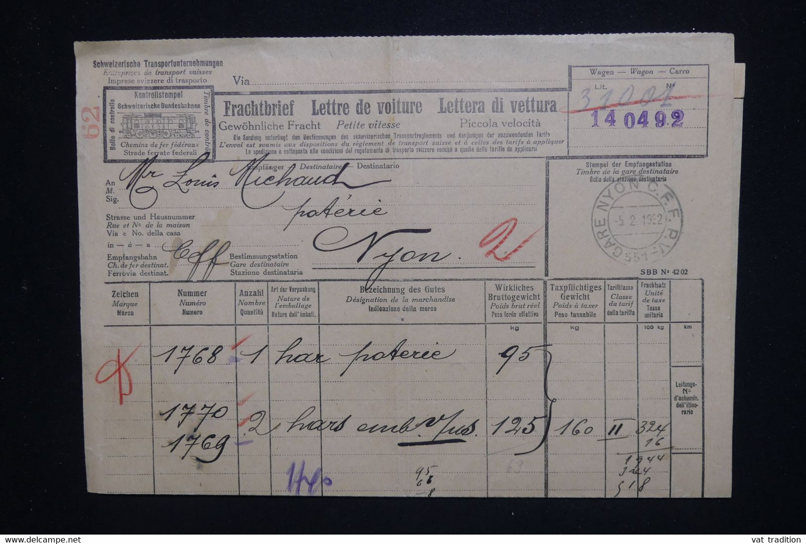 SUISSE - Document Des Chemins De Fer En 1932 - L 125555 - Ferrovie