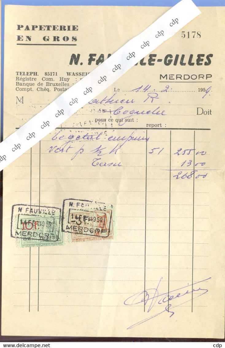 MERDORP  Facture  1959 - Printing & Stationeries