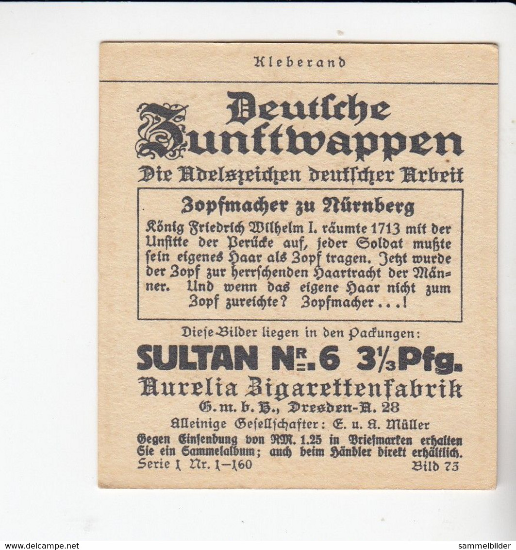 Aurelia Deutsche Zunftwappen Zopfmacher   Zu Nürnberg  Bild # 73 Von 1935 - Sammlungen & Sammellose