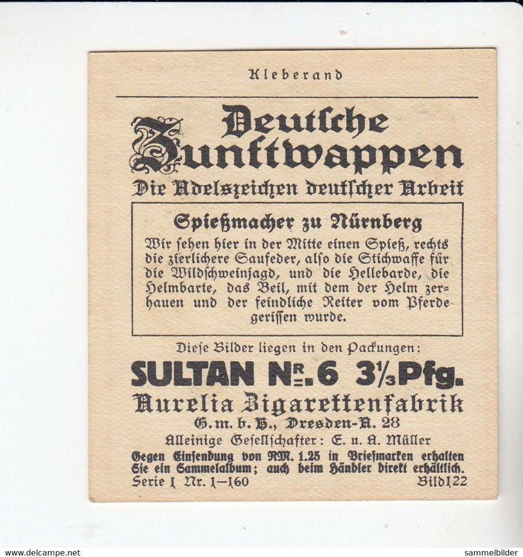 Aurelia Deutsche Zunftwappen Spießmacher Zu Nürnberg  Bild #122 Von 1935 - Verzamelingen & Kavels