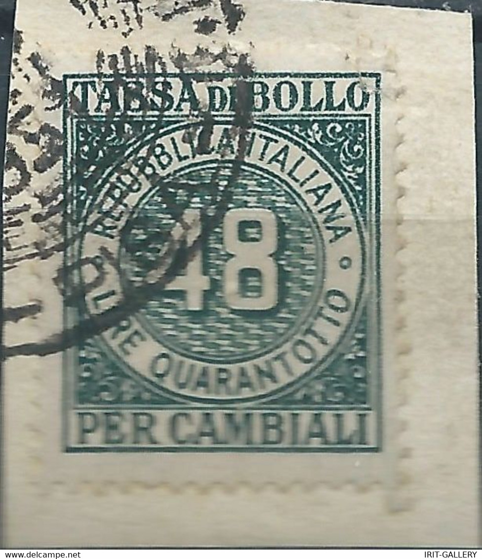 ITALIA-ITALY-ITALIEN,1947-50 Tassa Di Bollo,Revenue Fiscal -Tax 48L,Obliterated On The Document Fragment - Revenue Stamps