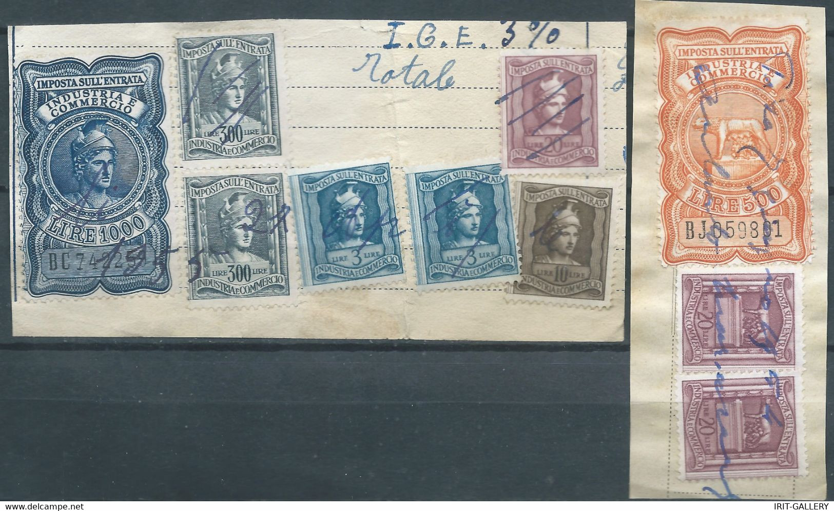 ITALIA-ITALY-ITALIEN,1959 Imposta Sull'entrata,Revenue Fiscal -Tax,Obliterated On The Document Fragment - Revenue Stamps