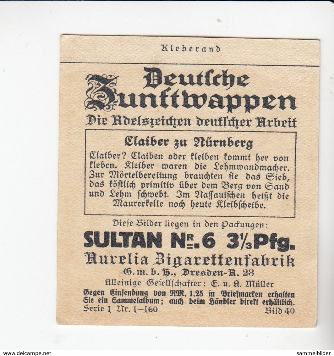 Aurelia Deutsche Zunftwappen Claiber Zu Nürnberg   Bild #40 Von 1935 - Sammlungen & Sammellose