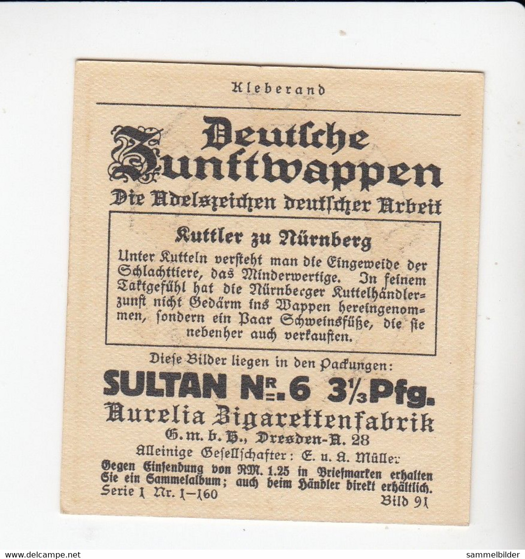 Aurelia Deutsche Zunftwappen Kuttler   Zu Nürnberg   Bild #91 Von 1935 - Colecciones Y Lotes
