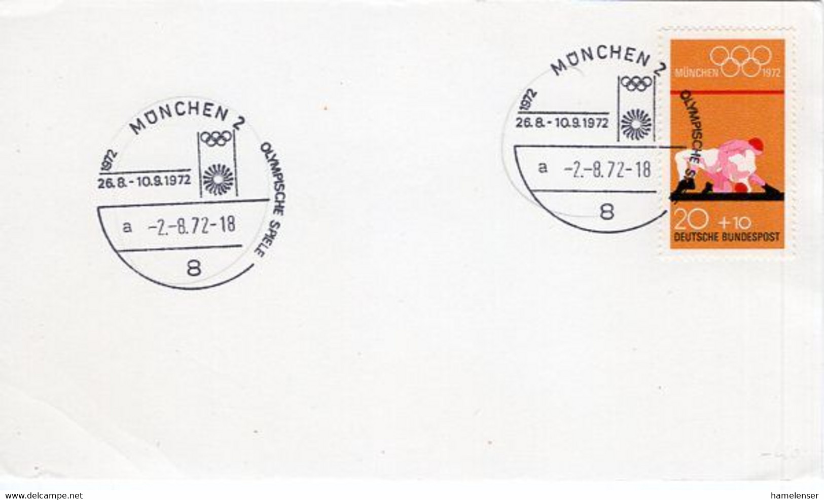 52712 - Bund - 1972 - 20Pfg Olympiade Muenchen EF A BlankoKte SoStpl MUENCHEN - OLYMPISCHE SPIELE - Ete 1972: Munich